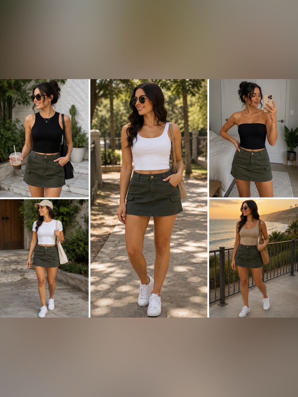 Abercrombie & Fitch Olive Green Utility Cargo Mini Skirt | Y2K | Cotton Blend